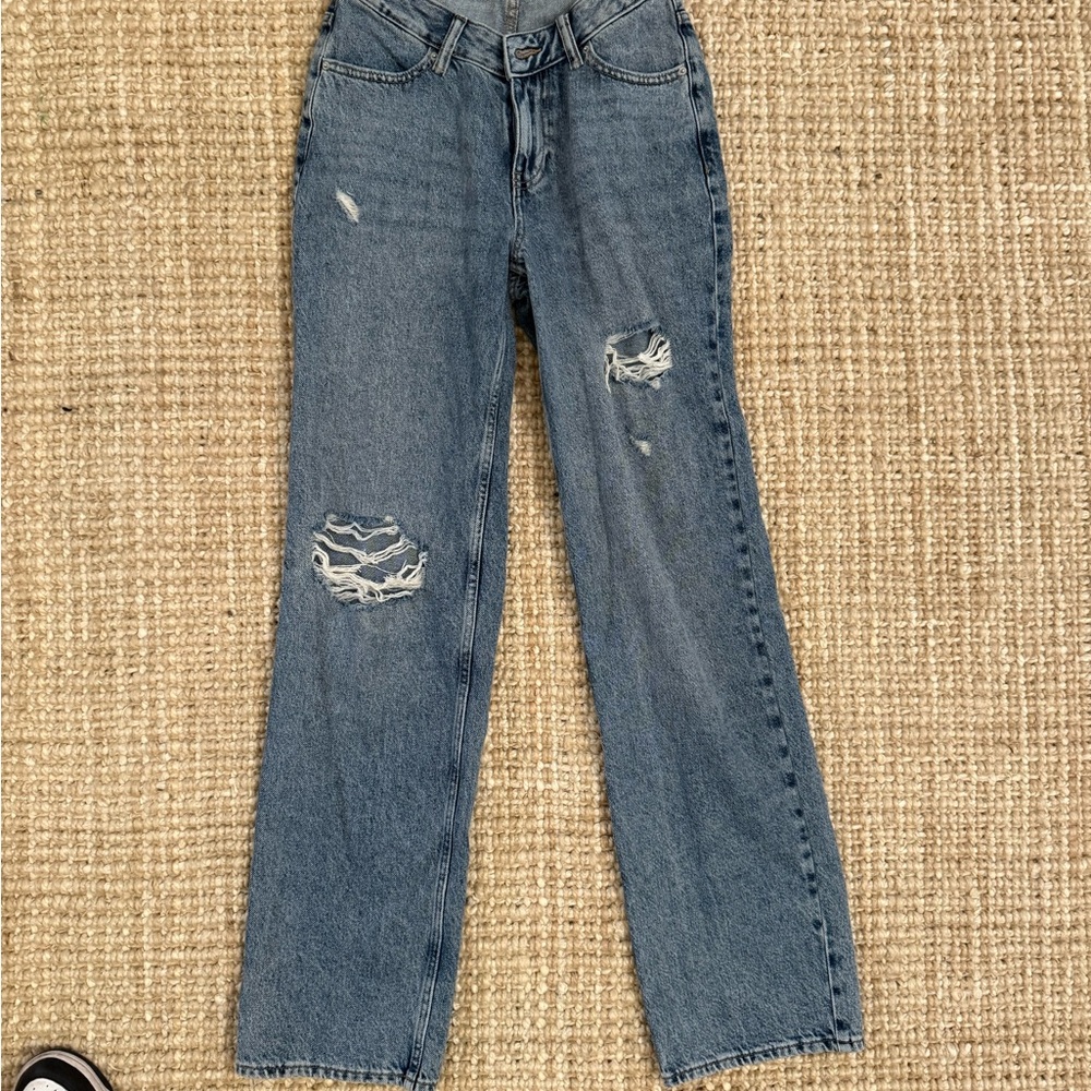 PacSun Blue Straight Leg Jeans Distressed